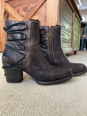 BED|STU Cobbler Dark Brown Lace-Up Ankle Booties Size 9